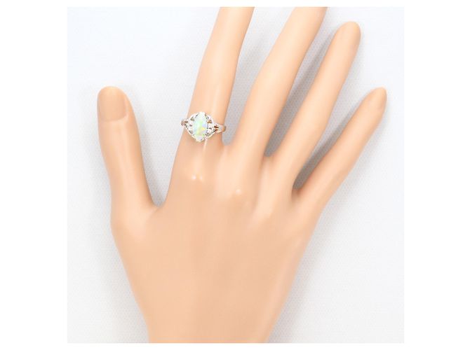 Autre Marque Platinring mit Opal und Diamant - Ansicht 8