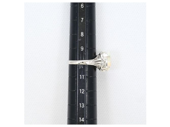 Autre Marque Platinring mit Opal und Diamant - Ansicht 9