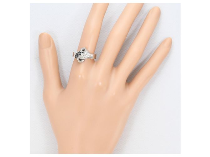 Autre Marque 18K Weißgold-Ring mit schwarzem Diamanten Golden - Ansicht 7