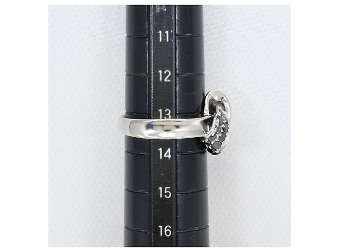 Autre Marque 18K Weißgold-Ring mit schwarzem Diamanten Golden - Ansicht 8