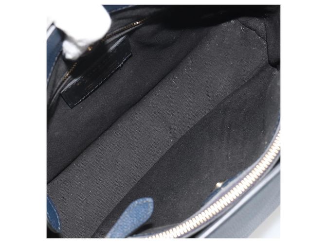 Burberry Banner in pelle e tela House Check Medium Blu navy - vista 5