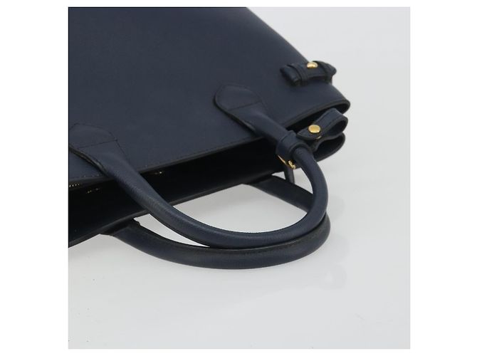 Burberry Banner in pelle e tela House Check Medium Blu navy - vista 7