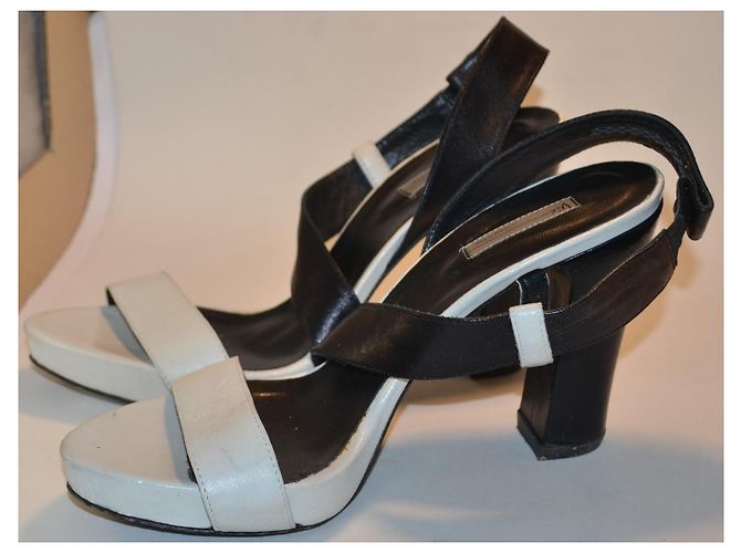 Sandali Vic Matié in pelle bicolore Nero Bianco - vista 2