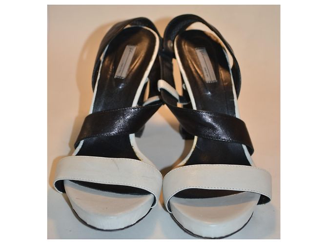 Sandali Vic Matié in pelle bicolore Nero Bianco - vista 3
