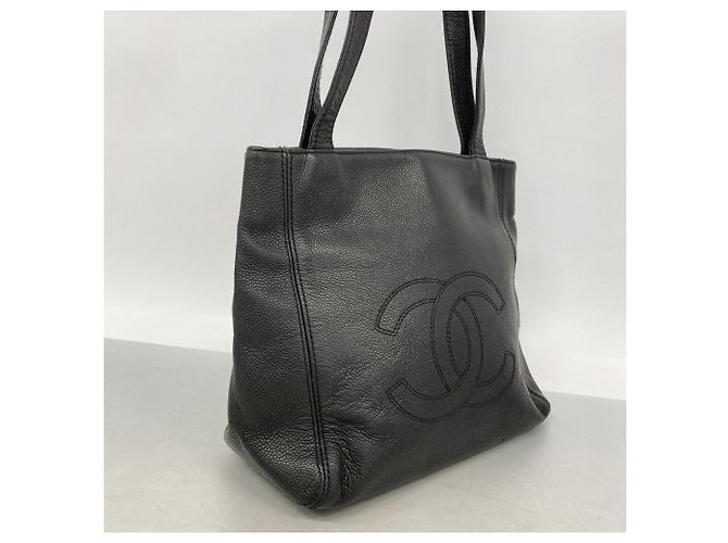 Borsa Tote Chanel in pelle di vitello martellata nera Nero - vista 2