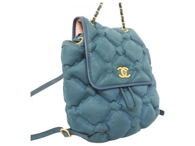 Zaino Chanel in pelle blu - vista 2