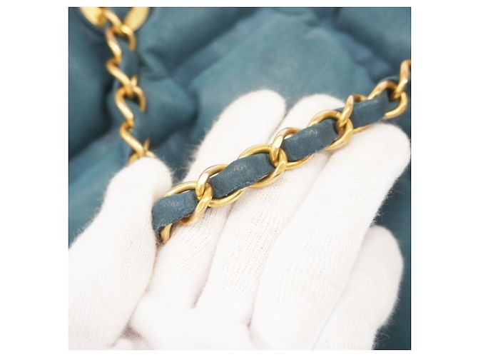 Zaino Chanel in pelle blu - vista 7