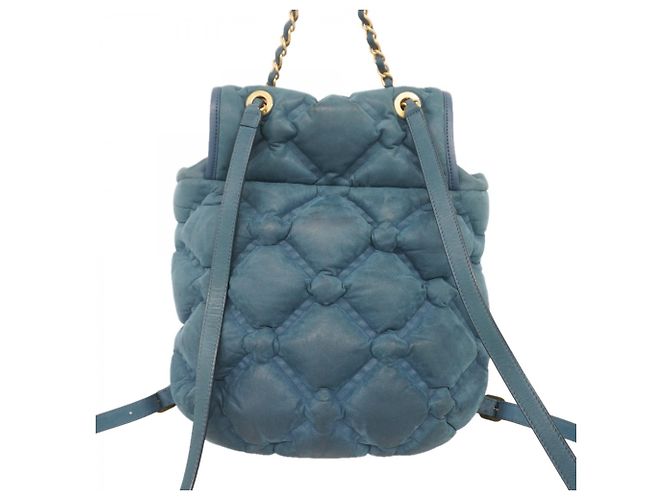 Zaino Chanel in pelle blu - vista 9