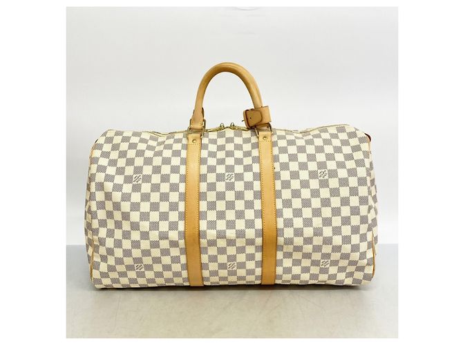 Louis Vuitton Damier Azur Keepall 50 Boston Bag Bianco - vista 11