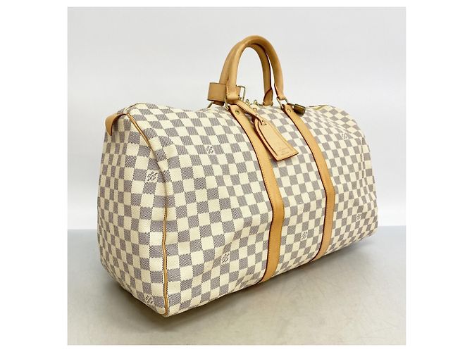Louis Vuitton Damier Azur Keepall 50 Boston Bag Bianco - vista 2
