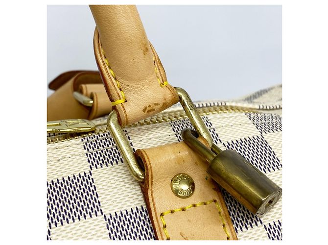 Louis Vuitton Damier Azur Keepall 50 Boston Bag Bianco - vista 7
