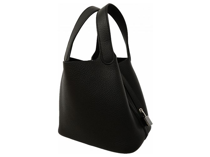 Hermès Borsa Hermes Picotin Lock PM in pelle Taurillon Clemence nera Nero - vista 2