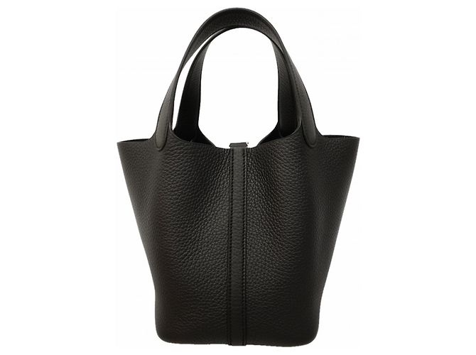 Hermès Borsa Hermes Picotin Lock PM in pelle Taurillon Clemence nera Nero - vista 9