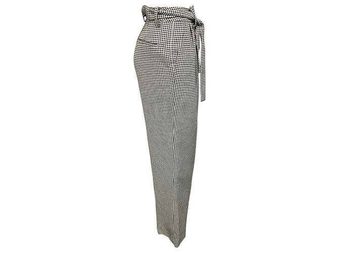 Calças de padrão pied-de-poule preto / branco com cinto Prabal Gurung Multicor - vista 2