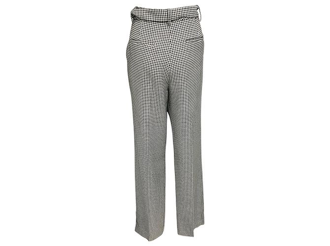 Calças de padrão pied-de-poule preto / branco com cinto Prabal Gurung Multicor - vista 3