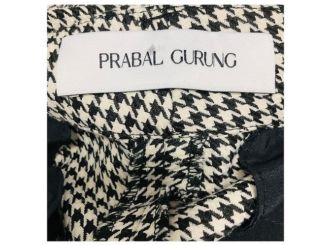 Calças de padrão pied-de-poule preto / branco com cinto Prabal Gurung Multicor - vista 4