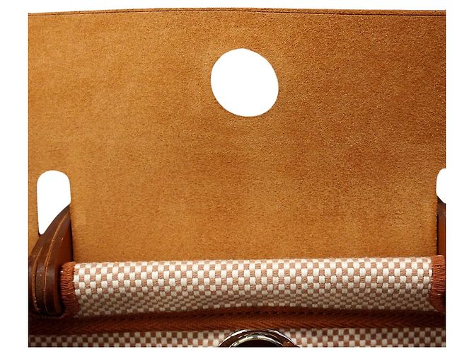 Hermès Borsa 2-way Hermes Herbag Zip PM Toile GM Gold G Stamp D'oro - vista 6