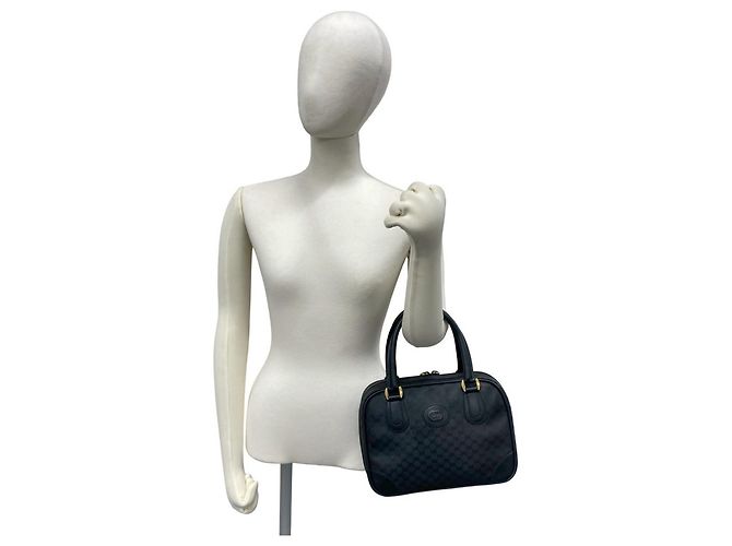 GUCCI Sac à main en toile Micro GG Logo et cuir Old Gucci Noir - vue 2