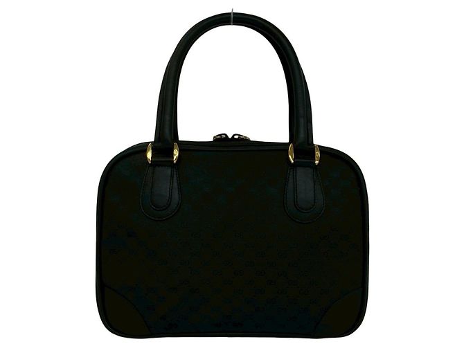 GUCCI Sac à main en toile Micro GG Logo et cuir Old Gucci Noir - vue 3