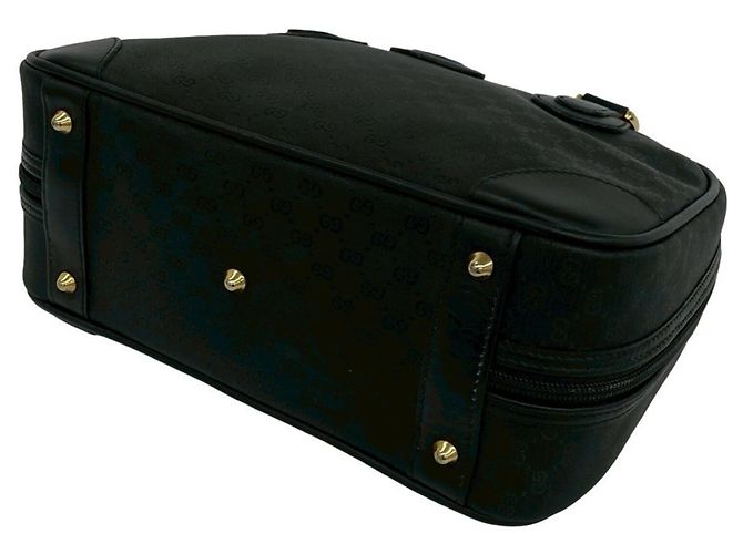 GUCCI Sac à main en toile Micro GG Logo et cuir Old Gucci Noir - vue 8