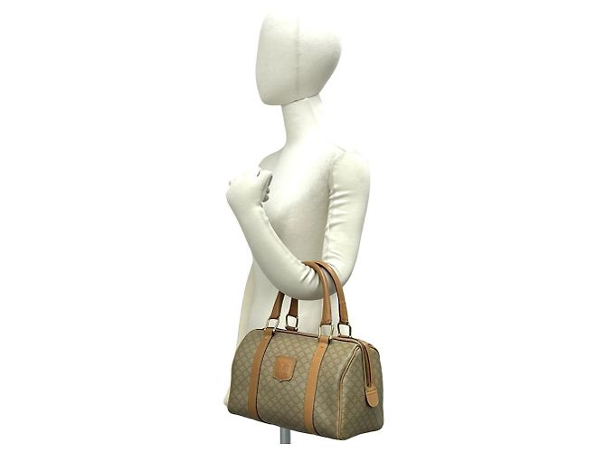 16 Céline Celine Vintage Macadam Blazon Pattern Handtasche Braun Beige - Ansicht 2