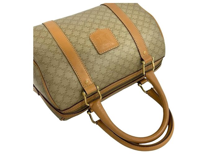 16 Céline Celine Vintage Macadam Blazon Pattern Handtasche Braun Beige - Ansicht 4