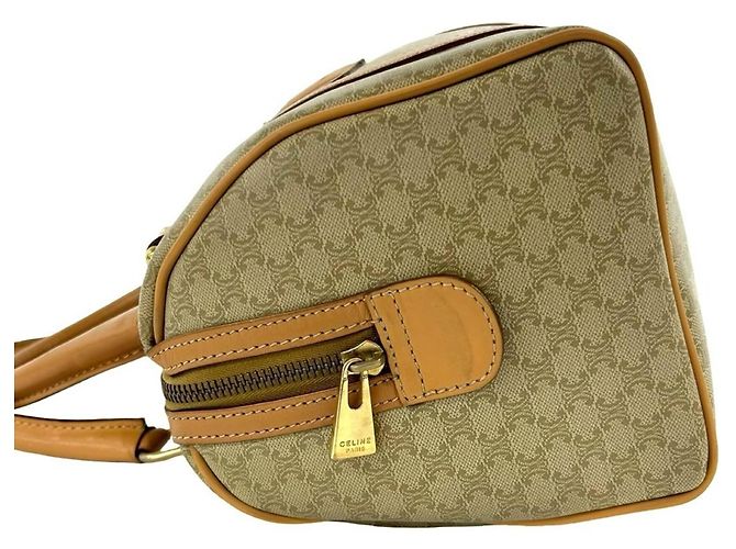 16 Céline Celine Vintage Macadam Blazon Pattern Handtasche Braun Beige - Ansicht 5