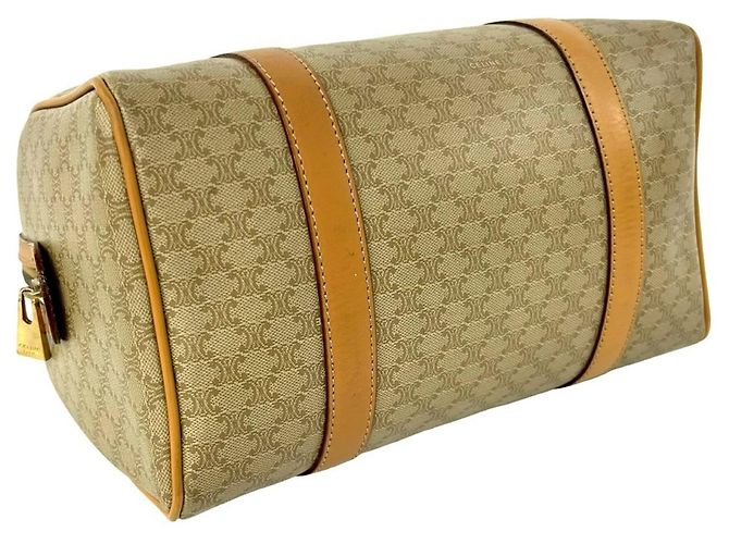 16 Céline Celine Vintage Macadam Blazon Pattern Handtasche Braun Beige - Ansicht 7