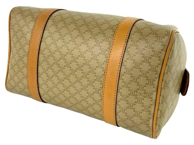16 Céline Celine Vintage Macadam Blazon Pattern Handtasche Braun Beige - Ansicht 8