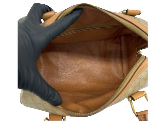 16 Céline Celine Vintage Macadam Blazon Pattern Handtasche Braun Beige - Ansicht 9