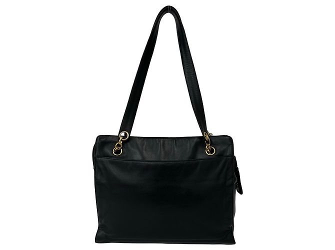 Timeless Chanel Vintage Coco Mark Lammfell Mini Tote Schultertasche Schwarz - Ansicht 3