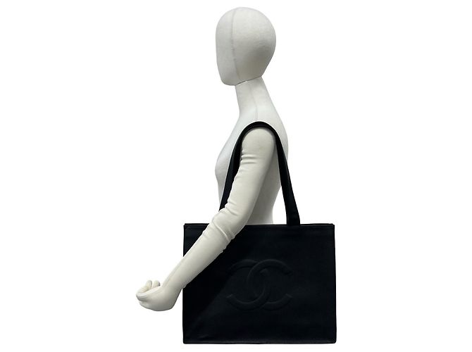 Sac cabas Chanel Vintage Coco Mark en peau caviar Noir - vue 2
