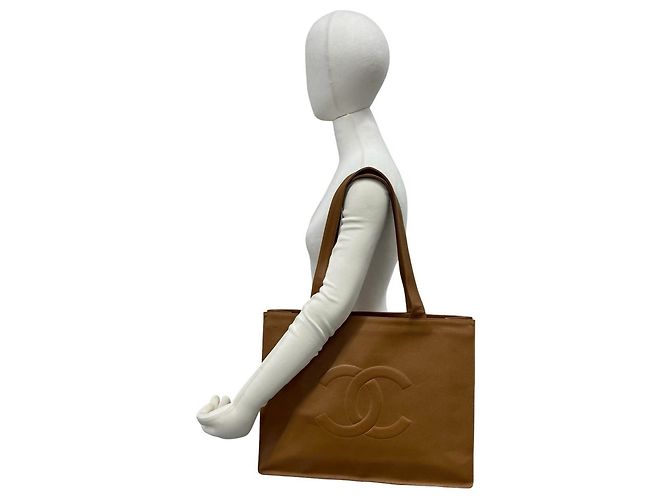 Timeless CHANEL Vintage Coco Mark Caviar Leder Tote Bag Braun - Ansicht 2