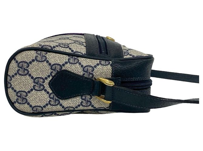 Gucci Sherry Line GG Logo Muster Leder Mini Schultertasche Rot Marineblau - Ansicht 6