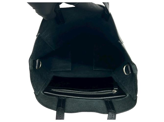 Céline Celine Cabas Vertical Small de cuero Shoulder Bag 2-Way Negro - vista 9