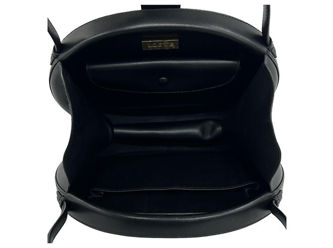 Bolsa de mão redonda de couro Loewe Vintage Anagram Mini Tote Preto - vista 9