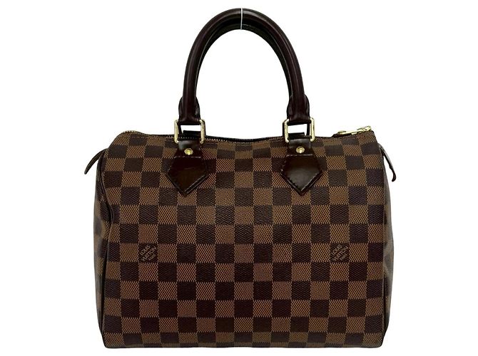 Borsa Louis Vuitton Speedy 25 motivo Damier Marrone - vista 3