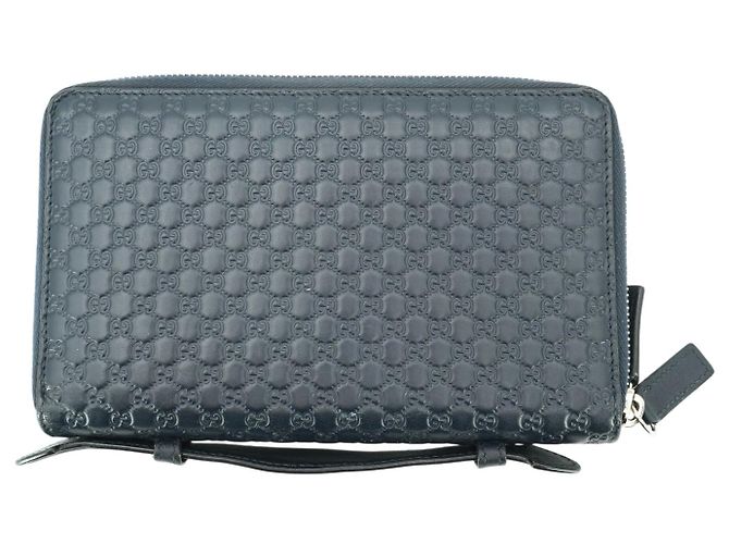 Gucci Blauer Micro ssima Zip Around Reise-Organizer-Geldbörse mit Reißverschluss - Ansicht 2