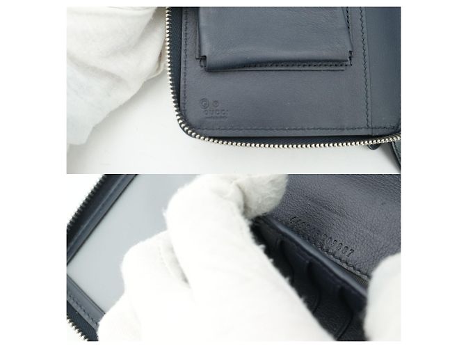 Gucci Blauer Micro ssima Zip Around Reise-Organizer-Geldbörse mit Reißverschluss - Ansicht 3