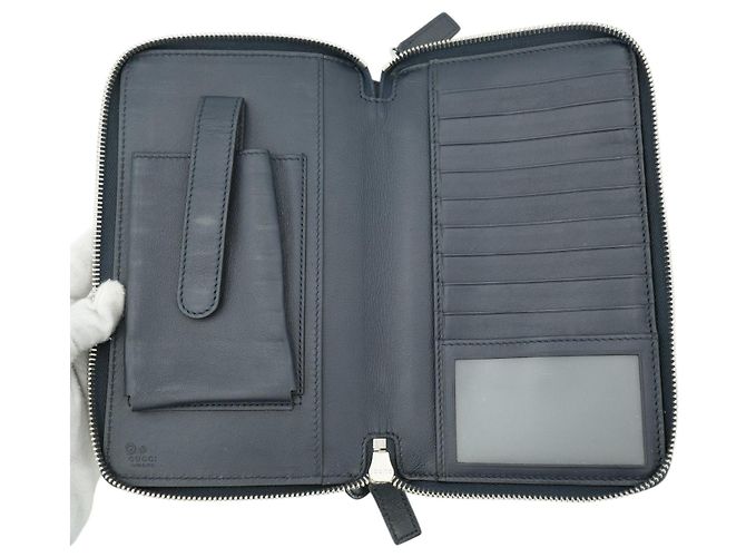 Gucci Blauer Micro ssima Zip Around Reise-Organizer-Geldbörse mit Reißverschluss - Ansicht 5