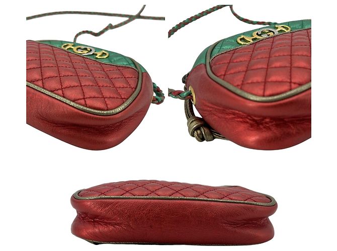 Gucci Bolsa de ombro Zumi em couro matelassê metálico verde e vermelho Multicor - vista 4