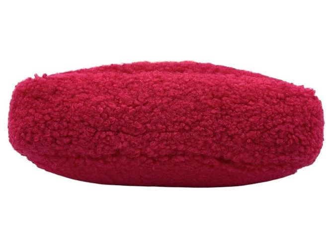 Fendi Mini borsa baguette a tracolla in nappa e shearling rosa fucsia - vista 4