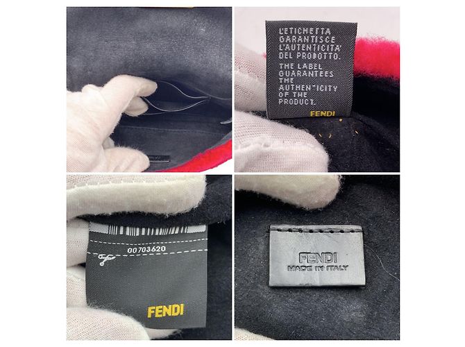Fendi Mini borsa baguette a tracolla in nappa e shearling rosa fucsia - vista 6