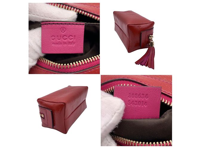 Gucci Roter Patentleder Interlocking Soho Kosmetiktasche - Ansicht 5
