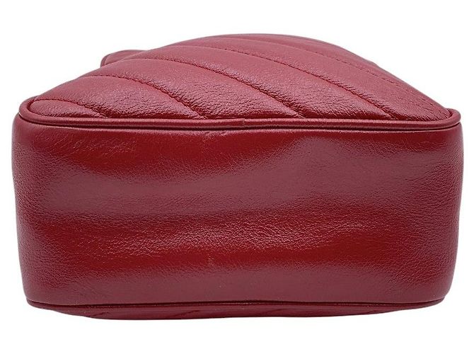 Gucci Borsa Camera GG Marmont in pelle trapuntata diagonale rossa con doppia zip Rosso - vista 4