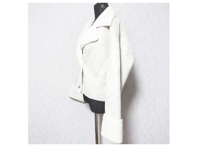 Autre Marque Giacca Corta Snidel Varie Eco Mouton Bianco Crudo - vista 3