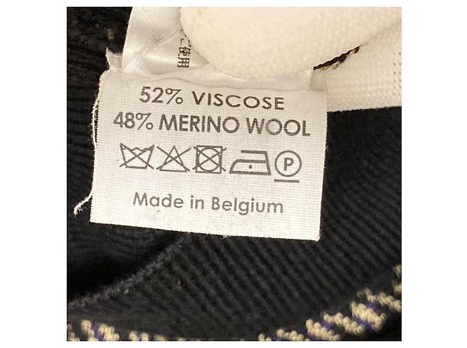 Autre Marque Dries Van Noten Rollkragen-Strickpullover mit Karomuster Schwarz Beige - Ansicht 6