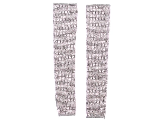 Chanel Rosa und graue Handschuhe mit Strass Pink - Ansicht 2