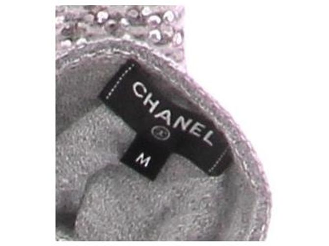 Chanel Rosa und graue Handschuhe mit Strass Pink - Ansicht 4
