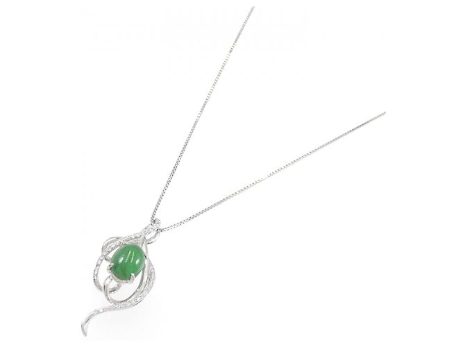Autre Marque Collana in giada e diamanti in platino Verde - vista 2